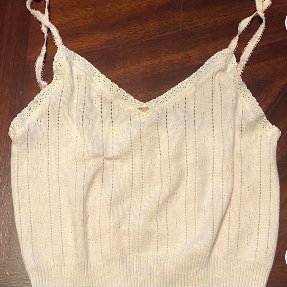 Pretties Venice pink pointelle rosebud heart cami